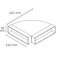 Flachkanalbogen 90° waagerecht, 220 x 55 mm