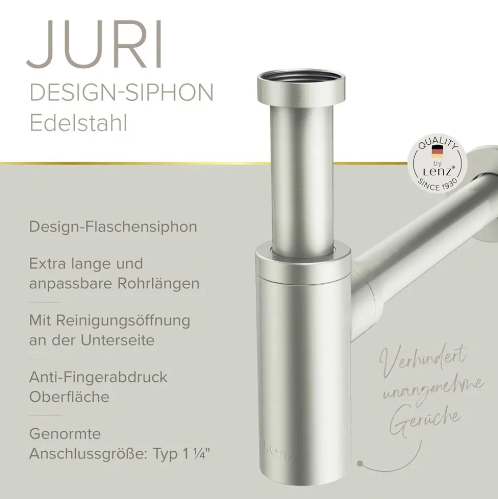 Flaschensiphon 'Juri' edelstahlfarben, 1 1/4" x Ø 32 mm