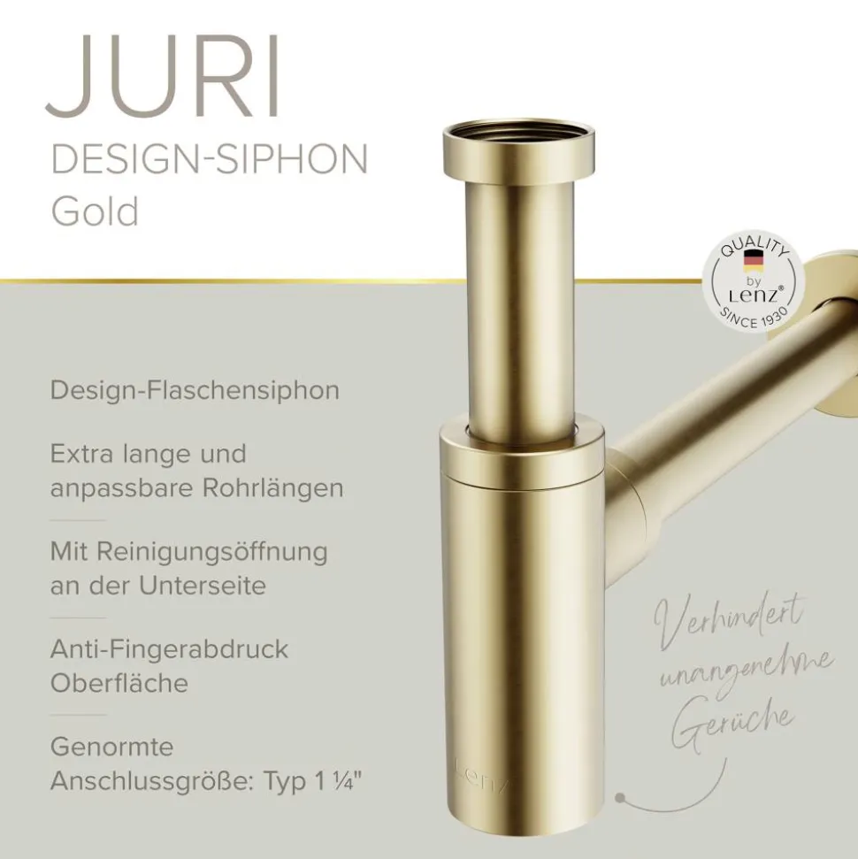 Flaschensiphon 'Juri' gold, 1 1/4" x Ø 32 mm