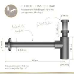 Flaschensiphon 'Juri' graphit, 1 1/4