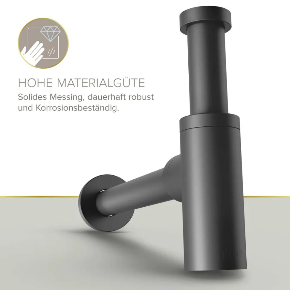 Flaschensiphon 'Juri' schwarz matt, 1 1/4" x Ø 32 mm