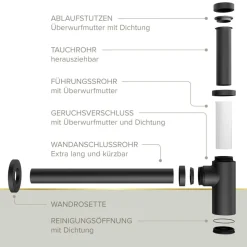 Flaschensiphon 'Juri' schwarz matt, 1 1/4