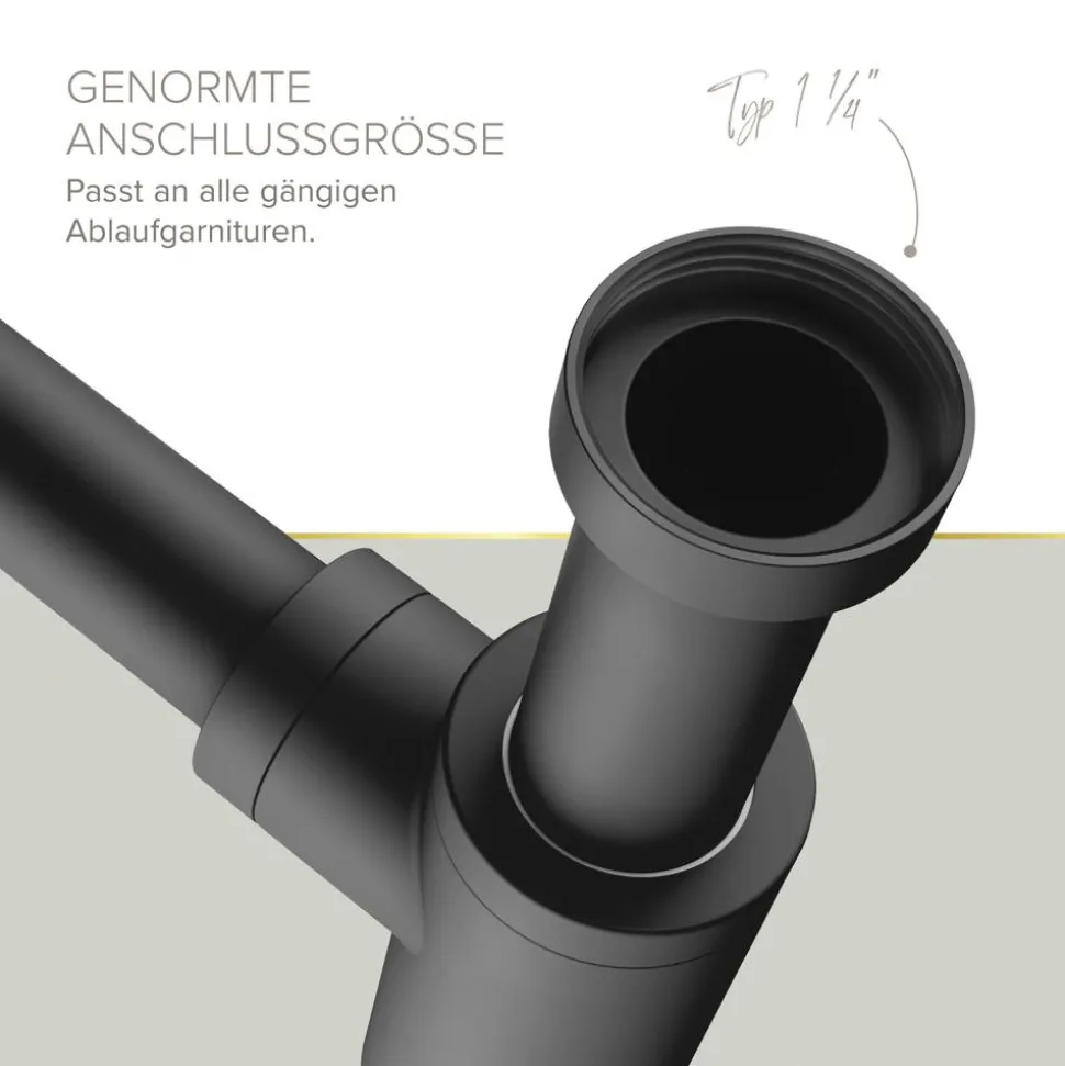 Flaschensiphon 'Juri' schwarz matt, 1 1/4" x Ø 32 mm