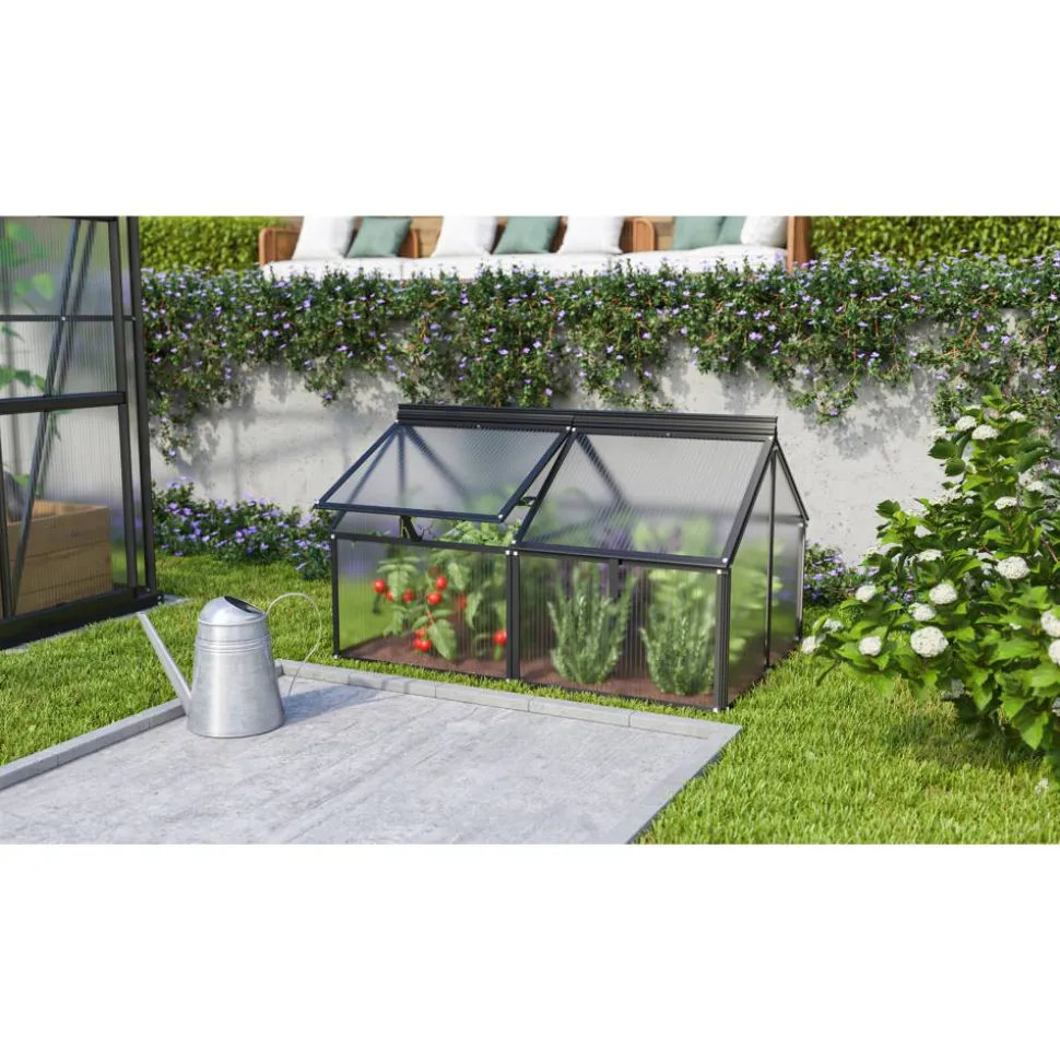 Frühbeet 'Gaia Jumbo' 83 x 119 cm mit 4 mm Hohlkammerplatten schwarz