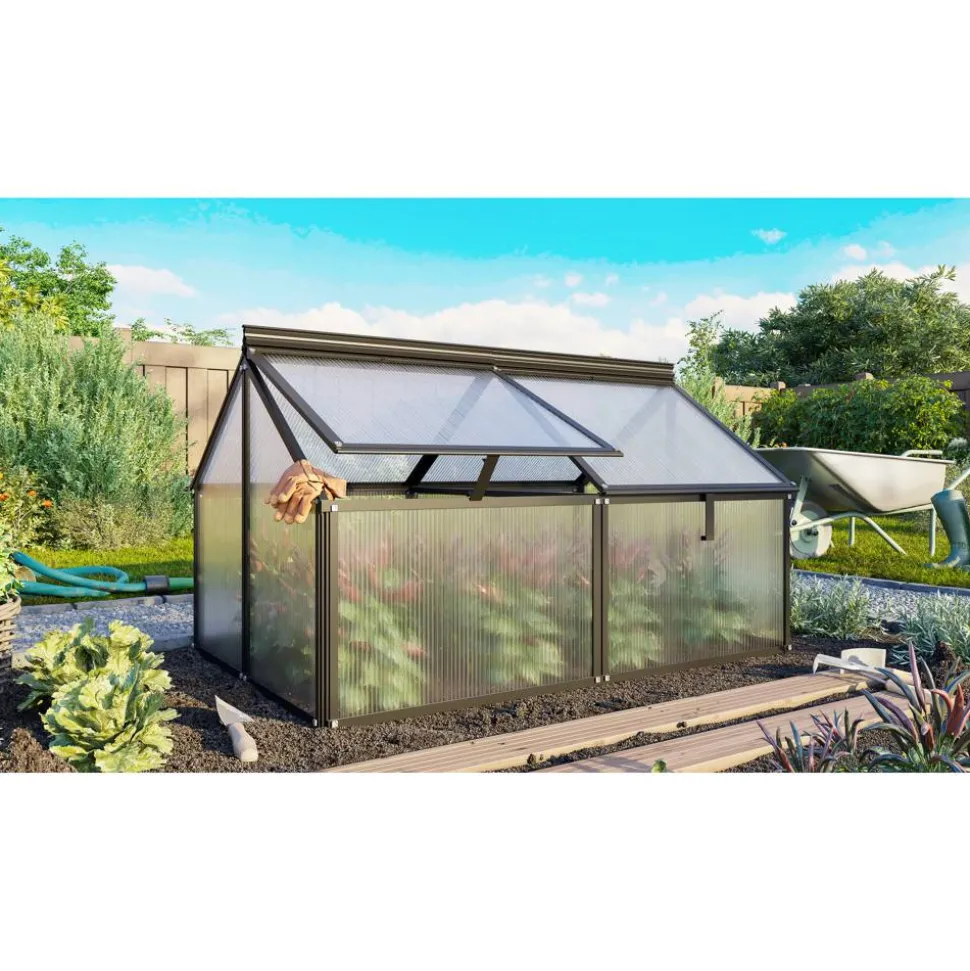 Frühbeet 'Gaia Jumbo' 83 x 119 cm mit 4 mm Hohlkammerplatten schwarz