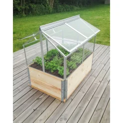 Frühbeet 'Gaia Jumbo' 83 x 119 cm mit 3 mm Sicherheitsglas aluminiumfarben