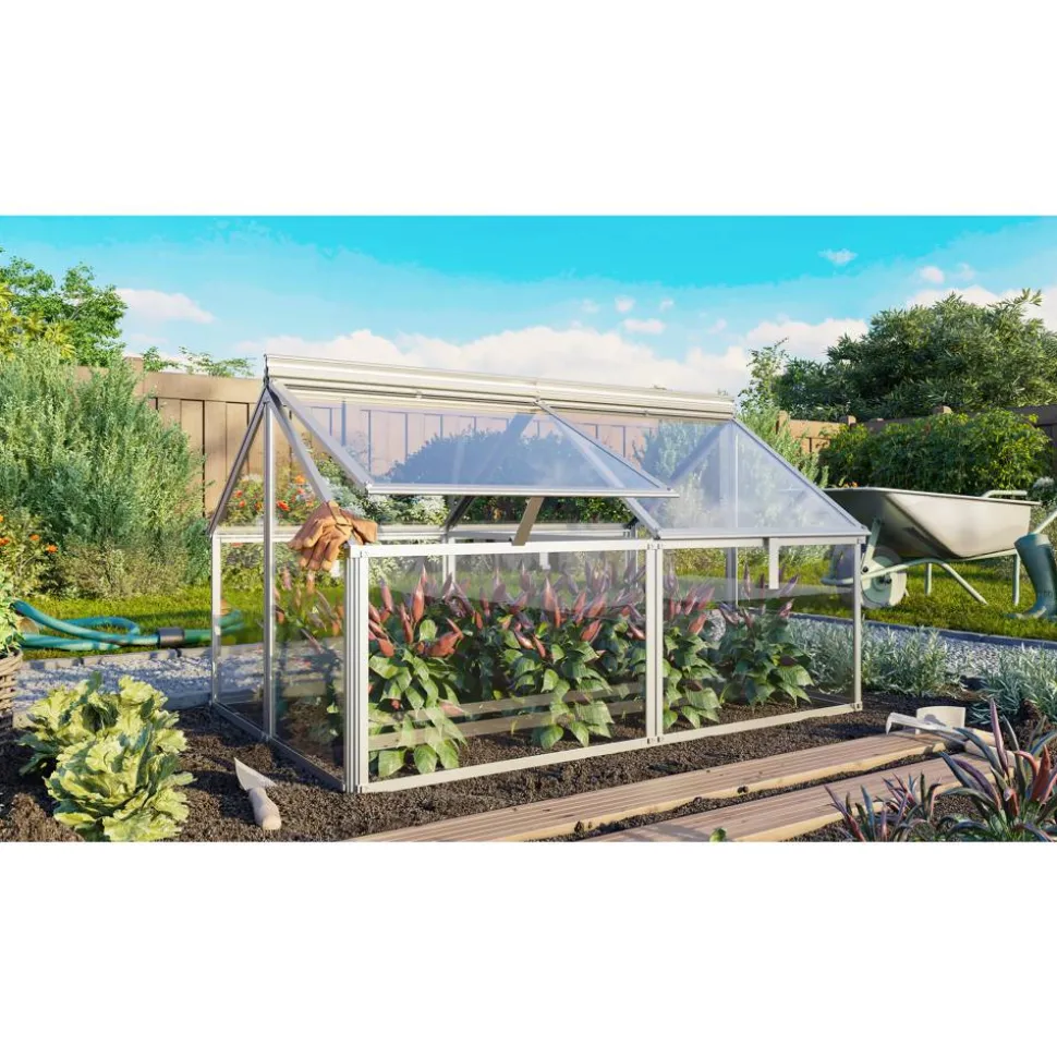 Frühbeet 'Gaia Jumbo' 83 x 119 cm mit 3 mm Sicherheitsglas aluminiumfarben
