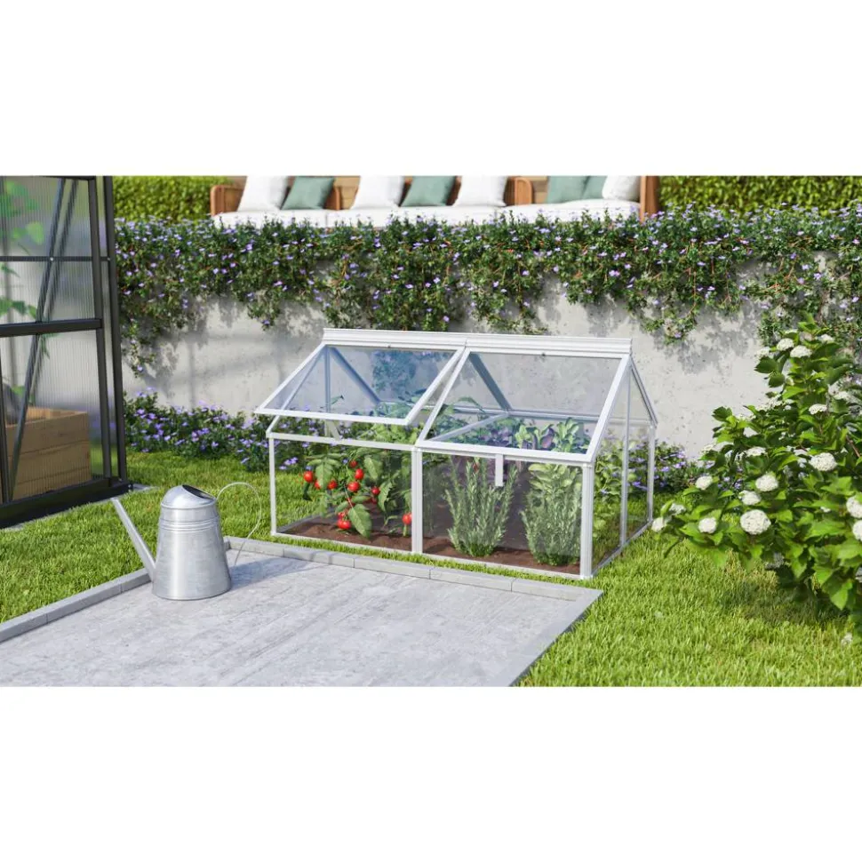 Frühbeet 'Gaia Jumbo' 83 x 119 cm mit 3 mm Sicherheitsglas aluminiumfarben