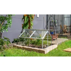 Frühbeet 'Gaia Jumbo' 83 x 119 cm mit 3 mm Sicherheitsglas aluminiumfarben