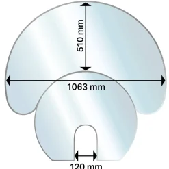 Funkenschutzplatte halbrund 101,5 x 106,3 x 0,6 cm Glas transparent