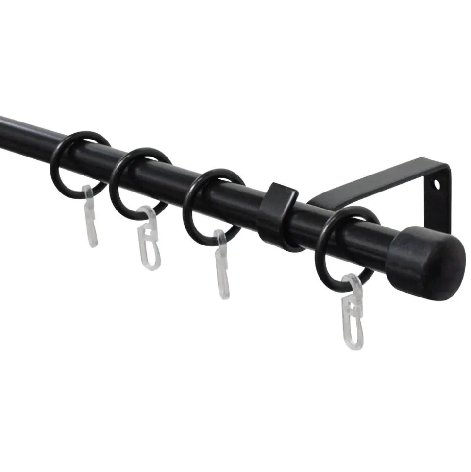 Gardinenstangen-Set 'Cap' Metall schwarz 130 - 240 cm
