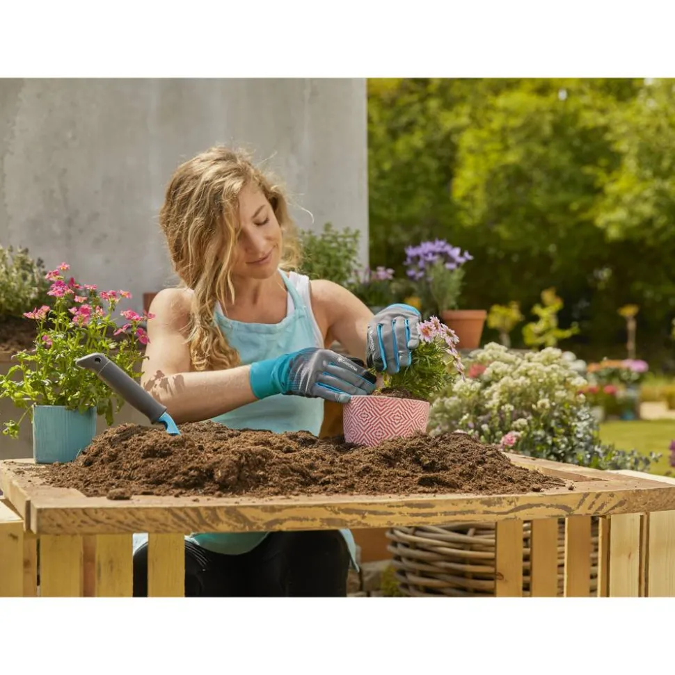 Garten- und Pflegehandschuh, Größe 8/M, türkis/grau