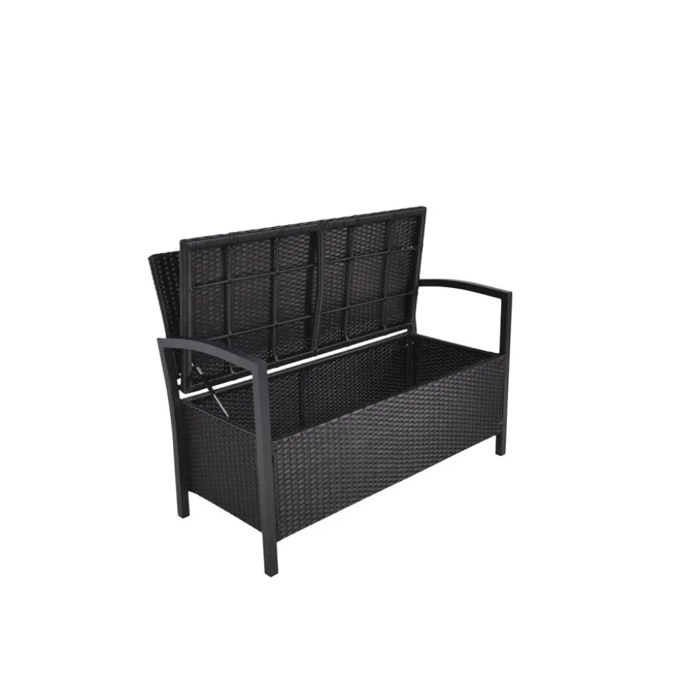 Gartenbank 'Ferrara' 2-Sitzer Aluminium schwarz 117 x 86 x 58 cm