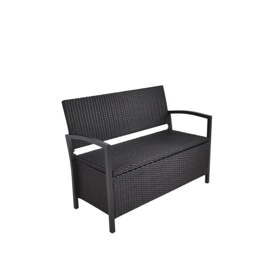 Gartenbank 'Ferrara' 2-Sitzer Aluminium schwarz 117 x 86 x 58 cm