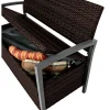 Gartenbank 'Ferrara' 2-Sitzer Aluminium dunkelbraun/schwarz 117 x 86 x 58 cm