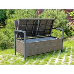 Gartenbank 'Ferrara' 2-Sitzer Aluminium dunkelbraun/schwarz 117 x 86 x 58 cm