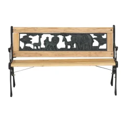 Gartenbank für Kinder 'Zoo-Park' 2-Sitzer Metall/Holz hellbraun 84 x 52,5 x 41 cm