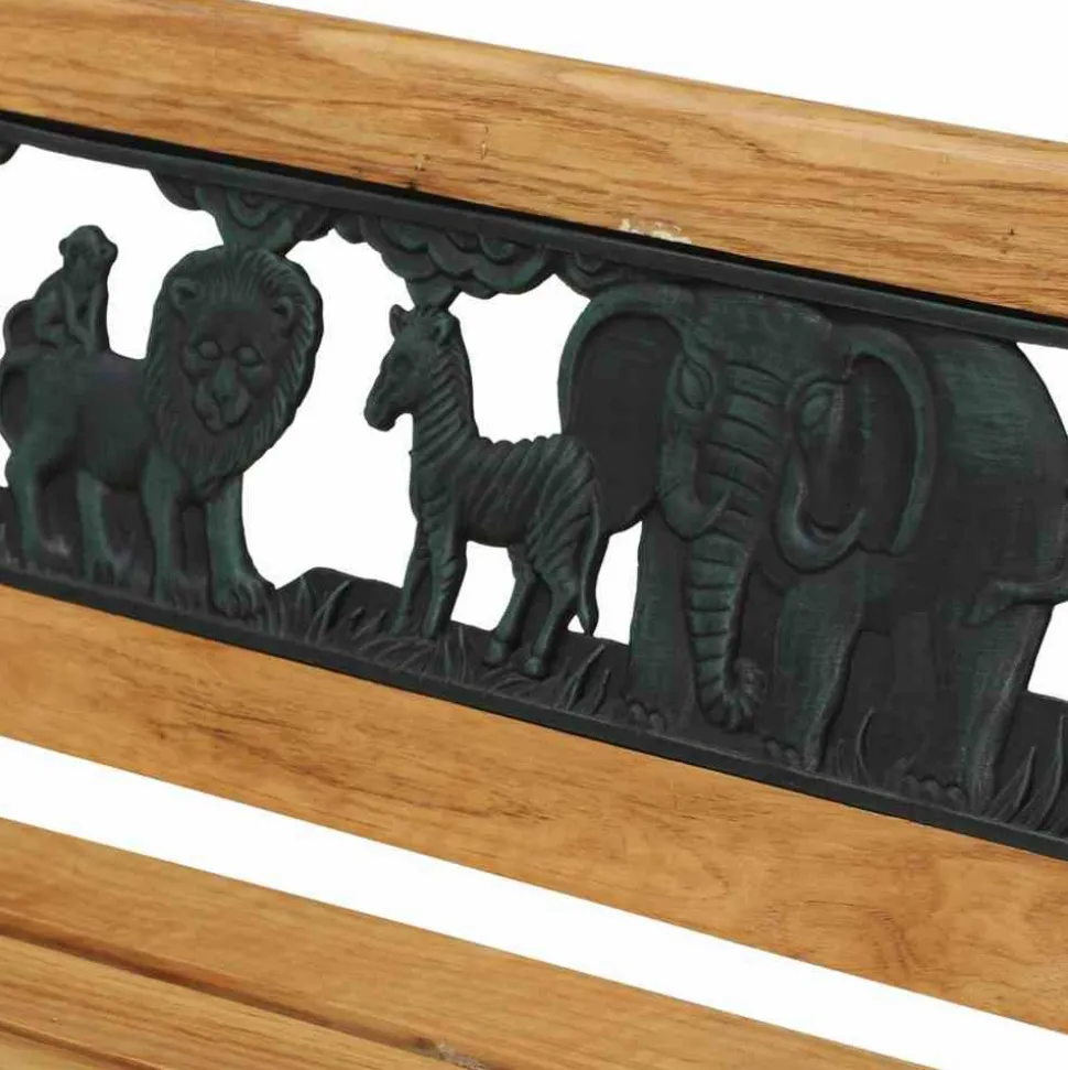 Gartenbank für Kinder 'Zoo-Park' 2-Sitzer Metall/Holz hellbraun 84 x 52,5 x 41 cm