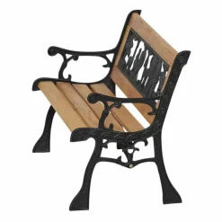Gartenbank für Kinder 'Zoo-Park' 2-Sitzer Metall/Holz hellbraun 84 x 52,5 x 41 cm