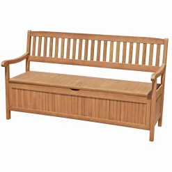 Gartenbank 'Houston' 3-Sitzer Eukalyptusholz braun 157 x 90 x 59 cm