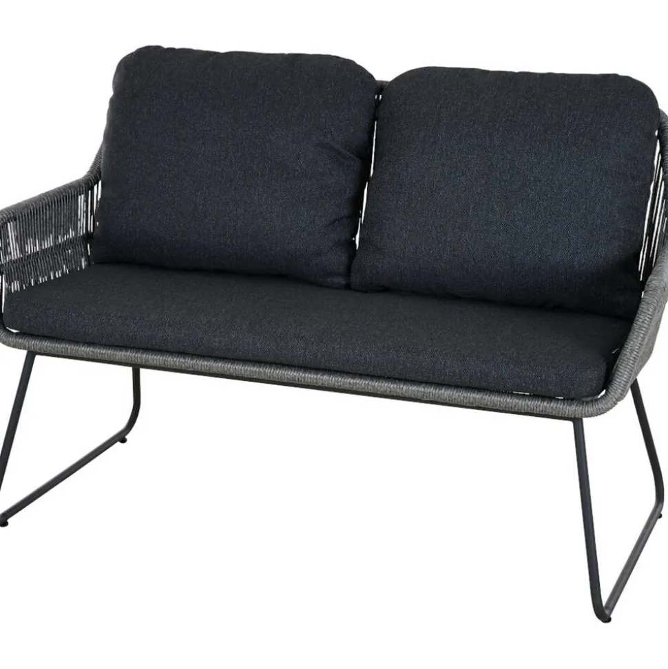 Gartenbank 'Kansas' 2-Sitzer Edelstahl/Aluminium anthrazit 135 x 85 x 70 cm