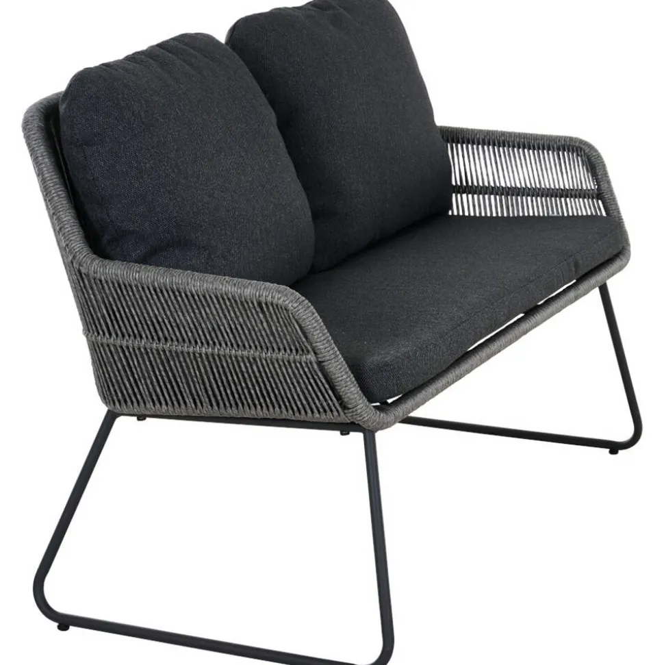 Gartenbank 'Kansas' 2-Sitzer Edelstahl/Aluminium anthrazit 135 x 85 x 70 cm