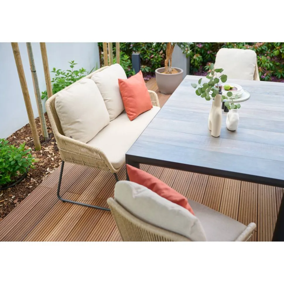 Gartenbank 'Kansas' 2-Sitzer Edelstahl/Aluminium taupe 135 x 85 x 70 cm
