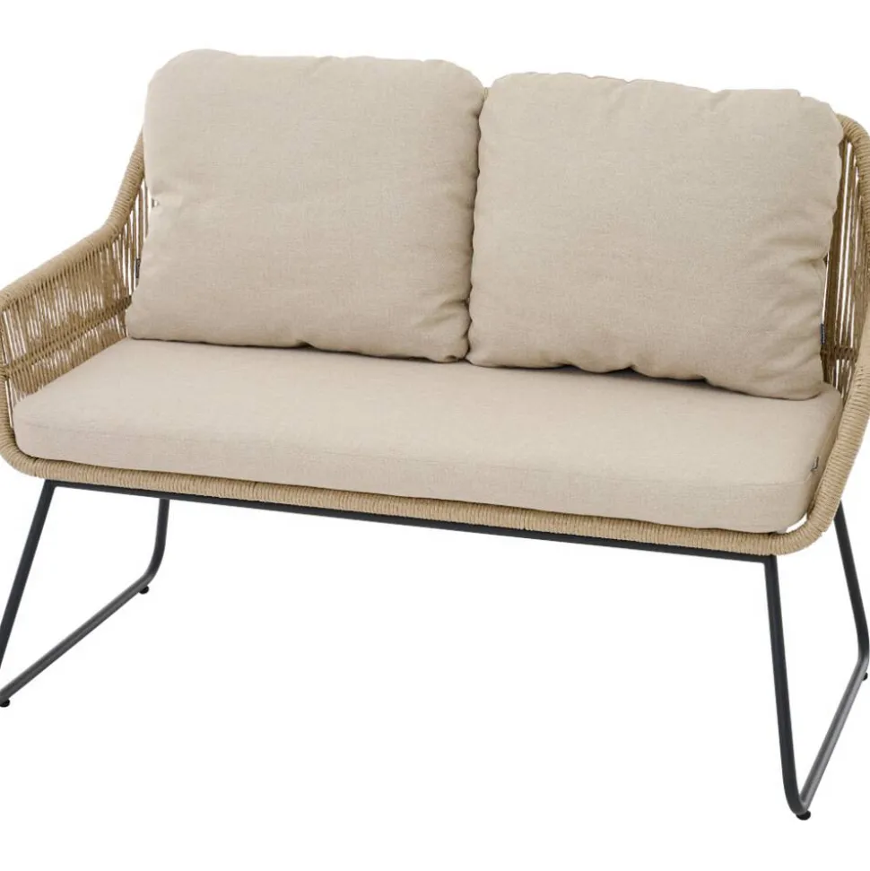 Gartenbank 'Kansas' 2-Sitzer Edelstahl/Aluminium taupe 135 x 85 x 70 cm