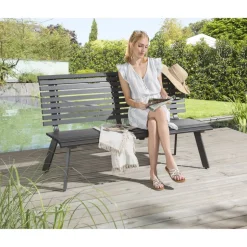 Gartenbank 'Leni' 2-Sitzer Aluminium anthrazit 150 x 89 x 63,5 cm