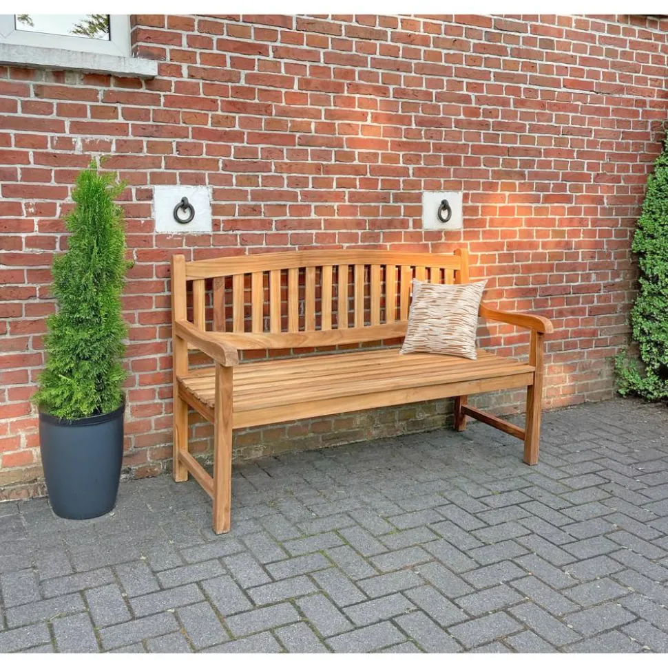Gartenbank 'Lombok' 3-Sitzer Teakholz braun 150 x 93 x 63 cm