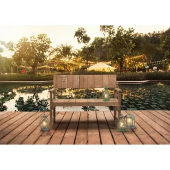 Gartenbank 'Loreo' 2-Sitzer Teakholz braun 124 x 90 x 60 cm