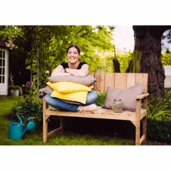 Gartenbank 'Loreo' 2-Sitzer Teakholz braun 124 x 90 x 60 cm