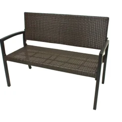 Gartenbank 'Sanremo' 2-Sitzer Aluminium kaffeefarben/schwarz 116 x 87 x 60 cm