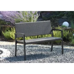Gartenbank 'Sanremo' 2-Sitzer Aluminium kaffeefarben/schwarz 116 x 87 x 60 cm