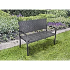Gartenbank 'Sanremo' 2-Sitzer Aluminium schwarz 116 x 87 x 60 cm