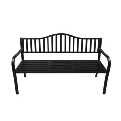 Gartenbank 'Segula' 3-Sitzer Stahl schwarz 150 x 89 x 60 cm