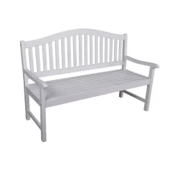 Gartenbank 'Singapur' 3-Sitzer Eukalyptusholz weiß 63 x 105 x 150 cm