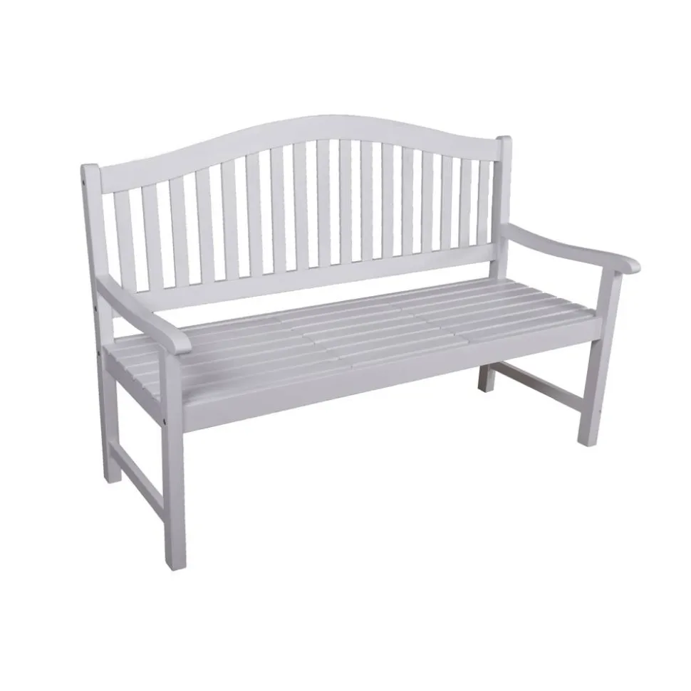 Gartenbank 'Singapur' 3-Sitzer Eukalyptusholz weiß 63 x 105 x 150 cm