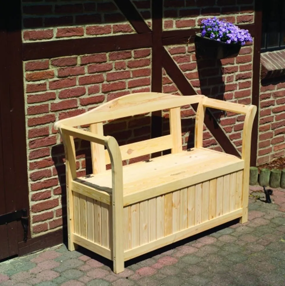 Gartenbank 2-Sitzer Holz hellbraun 130 x 93 x 50 cm