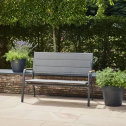 Gartenbank 'Tesoro' 2-Sitzer Aluminium grau 138,5 x 97 x 67 cm