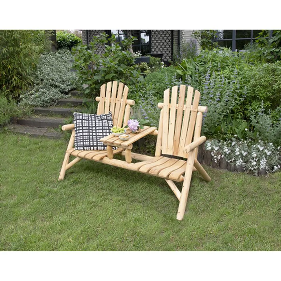 Gartenbank 'Timber' 2-Sitzer Holz hellbraun 155 x 104 x 83 cm