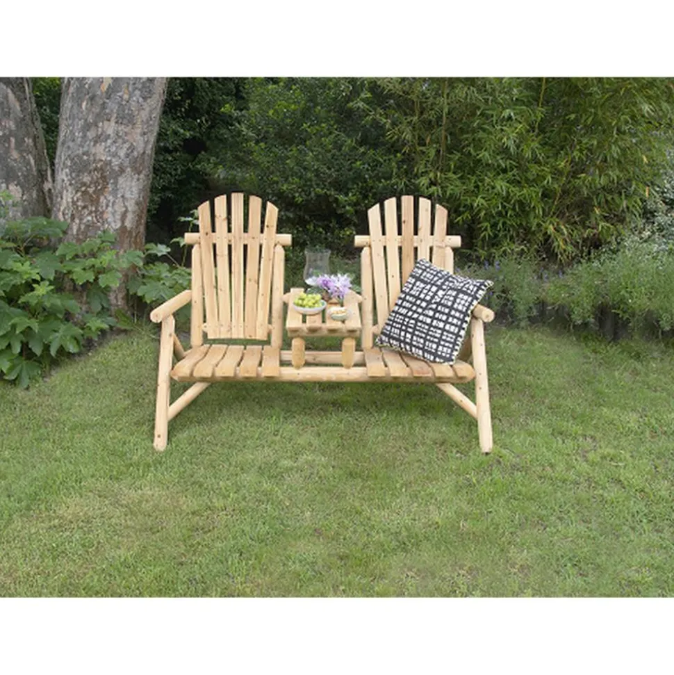 Gartenbank 'Timber' 2-Sitzer Holz hellbraun 155 x 104 x 83 cm