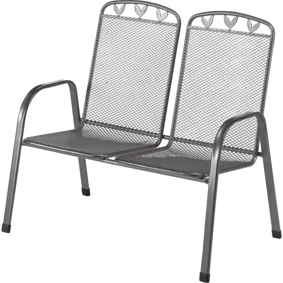 Gartenbank 'Toulouse' 2-Sitzer Stahl grau 108 x 98 x 68 cm