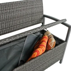 Gartenbank 'Ferrara' 2-Sitzer Aluminium schwarz/dunkelgrau 117 x 86 x 58 cm