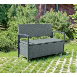 Gartenbank 'Ferrara' 2-Sitzer Aluminium schwarz/dunkelgrau 117 x 86 x 58 cm