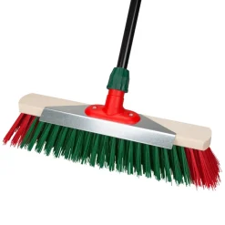 Gartenbesen mit Schabeblech und Teleskopstiel Elaston 40 cm grün rot