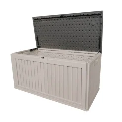 Gartenbox 'Alba' 380 l Kunststoff cremefarben 128 x 63 x 64 cm
