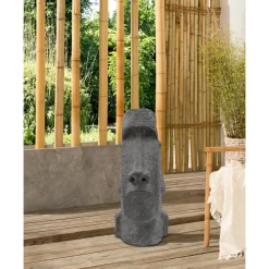 Gartenfigur 'Kopf Osterinsel' Zement dunkelgrau 61 x 27,5 x 28 cm