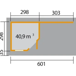 Gartenhaus '213 B+' 593 x 298 cm, rot