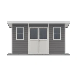 Gartenhaus 'Ausführung L' WPC mit Flachdach anthrazit 100 % FSC®-zertifiziert